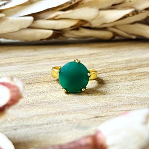 Trendy New Design Green Onyx <b>Rings</b> Boho Brass <b>Ring</b> for Women 18k Gold Plated <b>Dainty</b> Solitaire Fashion <b>Ring</b> For Wholesale/OEM/ODM - Product Image 3