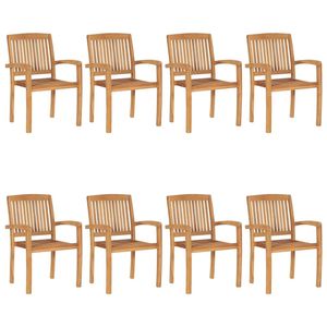 Juego de Muebles de Patio con 8 Sillas Apilables de Madera de Teca Sólida con Cojines - Product Image 2