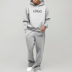 2 Pieces <b>Men's</b> 100% Cotton Oversized Boxy Sweat Suits Baggy Heavy Weight Hooded Jogging Tracksuits ODM Fleece Sweatsuit Sets - Product Image 3