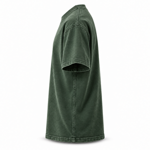 T-shirt en coton filé à anneaux 275 g/m² Vert pin Teinture pigmentaire grammage lourd Lavage vintage Coupe décontractée style Heritage Col rond uni - Product Image 6