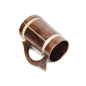 Chope à bière artisanale en bois, marron rétro, style traditionnel, 24 oz - Product Image 5