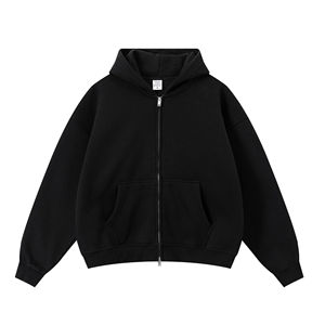 Sweat à capuche vintage pour homme, 100 % coton épais, streetwear, coupe oversize, avec fermeture éclair double sens, épaules tombantes, vierge - Product Image 1