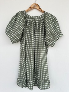 Conjunto de pijama de 2 piezas de algodón a cuadros verdes para mujer, Top de manga corta y pantalones con cordón, ropa de dormir informal estilo primavera y verano para mujer - Product Image 5