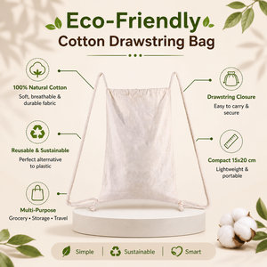 Customizable Cotton Tote <b>Bag</b> <b>Drawstring</b> Reusable Grocery Shopping <b>Bag</b> 15x20cm | Plain Design Eco Friendly Promotional Carry <b>Bag</b> - Product Image 5