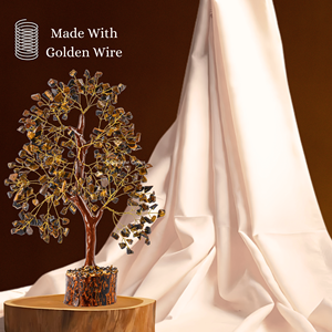 Árbol de la Vida de Cristal de Ojo de Tigre al por Mayor con Alambre Dorado, Piedras Curativas de Gemas, Árbol de Cristal para Decoración del Hogar - Product Image 4