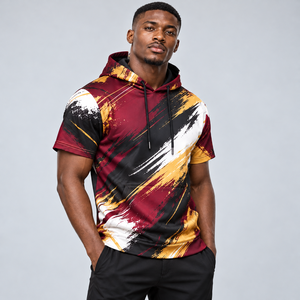 Mens <b>short</b> <b>sleeve</b> <b>hoodies</b> designed with vibrant prints soft materials and contemporary styling for personalized clothing collect - Product Image 4