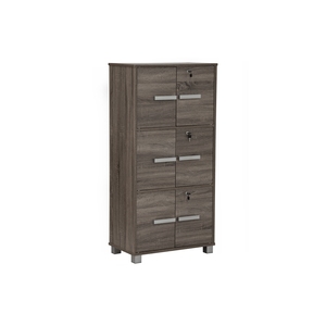 Modern Laminated Board <b>Storage</b> <b>Box</b> Sonoma Dark Finish Three Tier Multi-Purpose <b>Lockable</b> Organizer Cabinet Separate Key Locks - Product Image 1