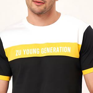 Camiseta informal de algodón con bloques de color para hombre, camiseta de manga corta con estampado gráfico, estilo urbano de moda para verano. - Product Image 5