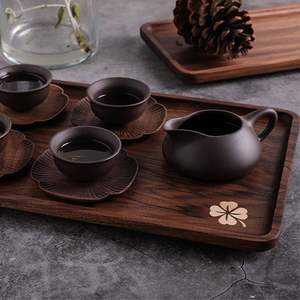 Plateau de service rectangulaire en bois massif fait main, grand format, pour table basse, ottoman, service et présentation décorative - Product Image 1