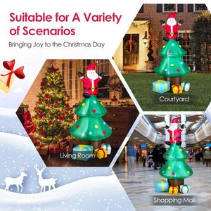 Decoración Navideña Inflable de 7 Pies de Santa Claus con Cajas de Regalo y Árbol de Navidad para Jardín y Fiestas - Product Image 3
