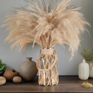 Florero de Yute de Fibra Natural – Portaflores Decorativo Rústico Hecho a Mano para Decoración del Hogar y Hoteles - Product Image 1