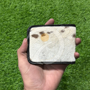 High Quality Genuine Fur Leather <b>Wallet</b> Mens Compact Money <b>Holder</b> Handmade With Animal Hair Texture - Product Image 4