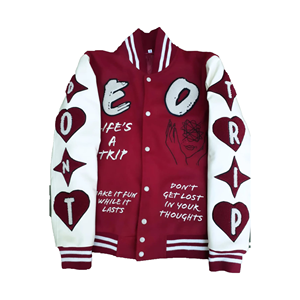 Chaqueta Varsity de Invierno al por Mayor, de Lana, Resistente al Viento, Personalizada con Letras Bordadas, para Hombre - Product Image 1