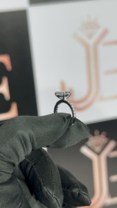 Pear Shape Moissanite Diamond <b>Solitaire</b> Halo <b>Ring</b> 925 Solid Sterling <b>Silver</b> Engagement <b>Ring</b> GRA Certified Synthetic Diamond <b>Ring</b> - Product Image 2