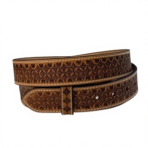 Cinturón de Cuero Grabado con Diseño Floral Western, 100% Cuero Genuino de Vaca de Grano Completo con Broches, 1-1/2 Pulgadas de Ancho - Product Image 4