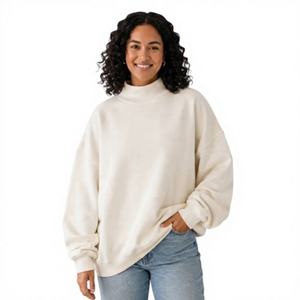 <b>Top</b> Quality <b>Fleece</b> Fabric Customized Logo Mockneck Sweatshirt <b>For</b> <b>Women</b> Lightweight Quick Dry OEM Service Available - Product Image 1
