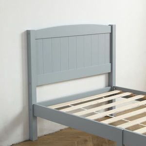 Letto in Legno Grigio Curvo con Design a Strisce Verticali a Strato Singolo, Testiera e Pediera Coordinate - Product Image 6