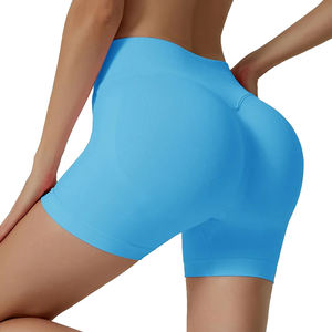 Shorts Deportivos para Mujer, Cintura Alta, Yoga, Sin Costuras, Efecto Levanta Glúteos, Elásticos, Color Sólido, Nueva Colección - Product Image 5