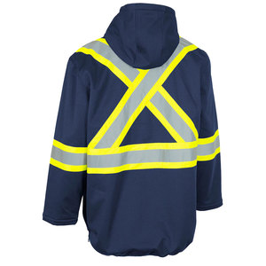 เสื้อฮู้ดสะท้อนแสงสีกรมท่าสำหรับงานอุตสาหกรรม พร้อมซิปและกระเป๋า - Product Image 4