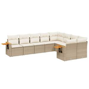 Conjunto de Sofás de Jardín Beige para Exteriores con Cojines de Espuma de Alta Densidad y Ratán Sintético Resistente a los Rayos UV, Diseño Contemporáneo - Product Image 4