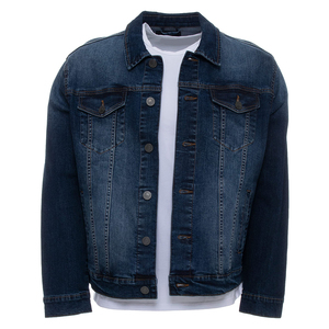 Veste en jean classique pour homme, bleu foncé, boutonnée, décontractée, en coton, coupe classique, col rabattu, pour l'automne - Product Image 1