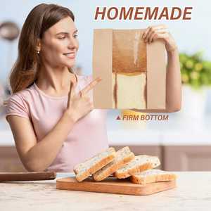 Handmade Embossed Resealable Baking <b>Bags</b> for Breakfast Lunch Kraft Paper Stand Zipper Top Baked Food <b>Storage</b> 35x21x9cm Window - Product Image 5