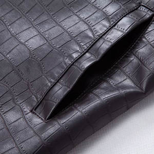 Chaqueta de cuero vintage de calidad superior para hombre, cuello alto con cierre de cremallera, logotipo frontal técnico lavado, ropa de invierno elegante - Product Image 5