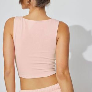 Camiseta sin mangas de verano transpirable con estampado digital y bordado para mujer, cuello redondo acanalado, informal - Product Image 4