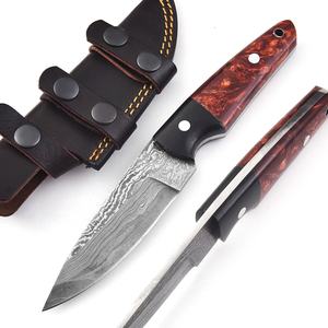 Couteau de chasse et de survie professionnel à lame fixe en acier de Damas forgé à la main, pointe tombante, pour bushcraft, camping, chasse, bricolage, faible MOQ - Product Image 1