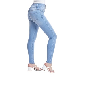 Pantalones de tubo de mezclilla ajustados de cintura alta para mujer Precio al por mayor Tallas grandes Casual Sexy Color Cargo Jeans Skinny Fit para damas BD - Product Image 1