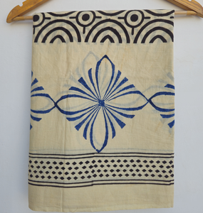Hand Block Print Cotton <b>Sarong</b> Yellow Blue Beach Wrap Boho Pareo Cover Up Handmade Indian Scarf Summer Swimwear Wrap Resort - Product Image 2