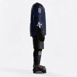Nouvel ensemble d'uniformes de hockey sur glace confortables avec impression par transfert thermique, manches longues, 100 % polyester, qualité supérieure pour hommes - Product Image 4
