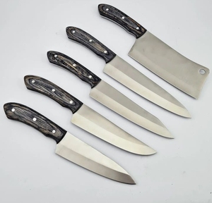 LEGACY BLADES Premium 5-Piece Handmade High Carbon Steel Chef <b>Knife</b> <b>Set</b> Straight Edge Ambidextrous Design Custom Wooden Handle - Product Image 3