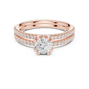 แหวนเพชรทรงกลมทองคำขาว 14K เพชรเพาะเลี้ยงสำหรับผู้หญิง สวมใส่ได้ทุกวัน เพชรเพาะเลี้ยงใหม่ - Product Image 2