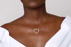 Heart Shape Pendants 14K 18K Solid Gold Round Cut Lab Diamond Lobster Clasp Modern Luxury Prong Set <b>Statement</b> Layering <b>Necklaces</b> - Product Image 2