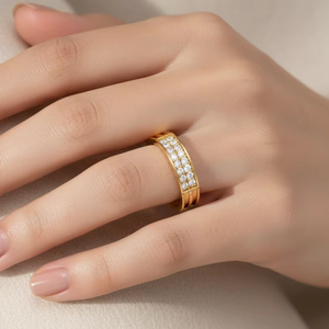 แหวนเพชรโมอิสซาไนต์ทองคำหรูหราสำหรับผู้หญิง ทรงกลม แหวนแต่งงาน แหวนหมั้น - Product Image 3