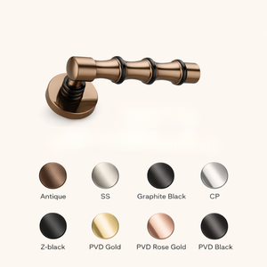 Modern Designer Bamboo Pattern Brass Door <b>Handle</b> | Premium PVD Gold Rose Gold Black Finish Lever <b>Handle</b> Set for Apartment Use - Product Image 5