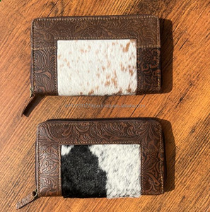 Nueva Venta caliente pelo en piel oculta cuero tallado embragues teléfono caso elegante Color marrón en relieve cuero occidental mujeres carteras - Product Image 4