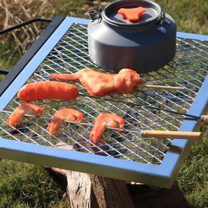 Griglia per falò rotante in acciaio resistente regolabile a 360 gradi per cucinare all'aperto griglia da campeggio portatile per Grill - Product Image 6