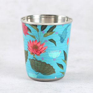 Verre à boire décoratif en acier inoxydable imprimé sur mesure, empilable, motif floral peint à la main, pour fournisseurs en gros - Product Image 1