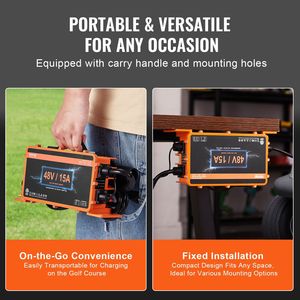 Caricabatterie Smart da 48 Volt 15 AMP per Golf Cart compatibile con Club Car 3 Pin tonda - Product Image 6