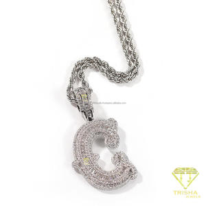 จี้เพชรโมอิสซาไนต์รูปตัวอักษร B พร้อมสร้อยคอแบบ Iced Out ประดับเพชรทรงกลม พร้อมสร้อยเทนนิสเคลือบทอง - Product Image 5