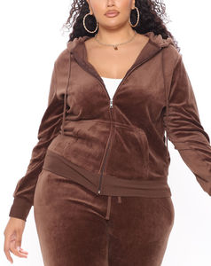 Veste pour homme en velours marron, sweat à capuche zippé, coupe slim décontractée, en molleton doux uni, style Y2K - Product Image 4