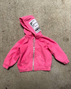 Sweat à capuche rose surdimensionné personnalisé pour femme, entièrement zippé, en molleton de coton épais, avec bords bruts et effet vieilli, OEM ODM Streetwear - Product Image 1