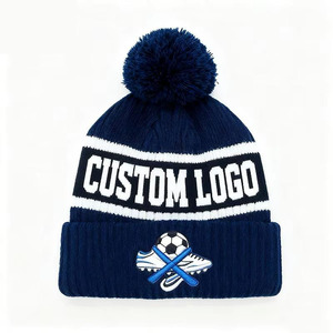 Bonnet ajustable personnalisé avec pompon, unisexe, pour adulte, motif football brodé, tricoté, chaud, idéal pour l'hiver et les voyages - Product Image 5