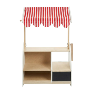 Wooden Kids Market Stand Toy with Storage Shelves and Side Counter Educational Pretend Play Grocery Store for Children Role Play - Product Image 3