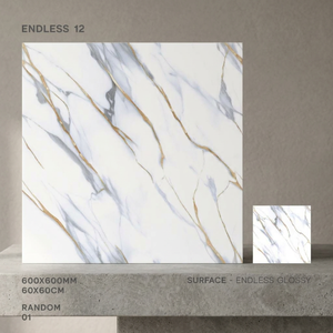 Carreaux de sol en porcelaine effet marbre clair Alaska pour centre commercial, 60x60cm, design céramique poli - Product Image 5