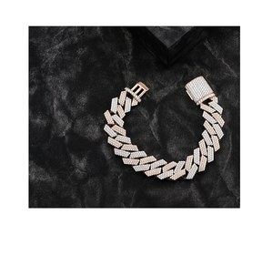 Bracelet cubain élégant effet diamant en argent 925, accessoire de mode hip-hop au brillant éblouissant - Product Image 1