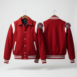 Veste universitaire Lettermen de baseball de qualité en vrac en cuir à manches longues et patch personnalisé Logo veste letterman unisexe - Product Image 1