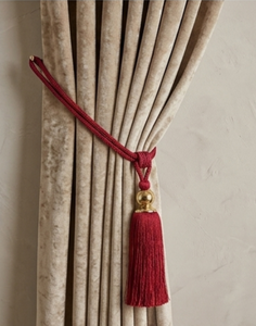 Elegant Red Velvet <b>Curtain</b> Tieback with Gold Ring and Tassel Classic Decorative Accessory for Drapes - Product Image 1